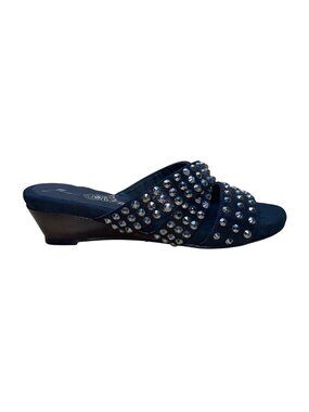 Joan Boyce Women’s Black Rhinestone Embellished Criss Cross Straps Sandals Sz 7M